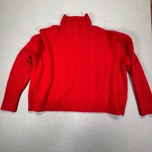Lauren Ralph Lauren Red Wool Cashmere Blend Cable Knit Mock Neck Sweater XXL